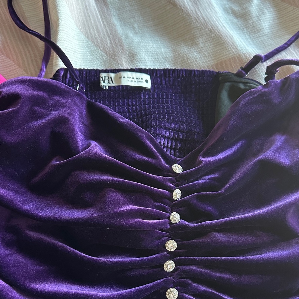 Zara Purple Velvet Crop Top